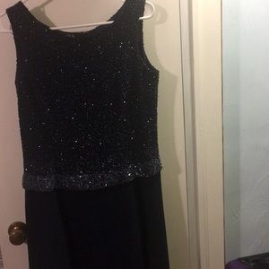 Navy blue beaded formal prom dress
